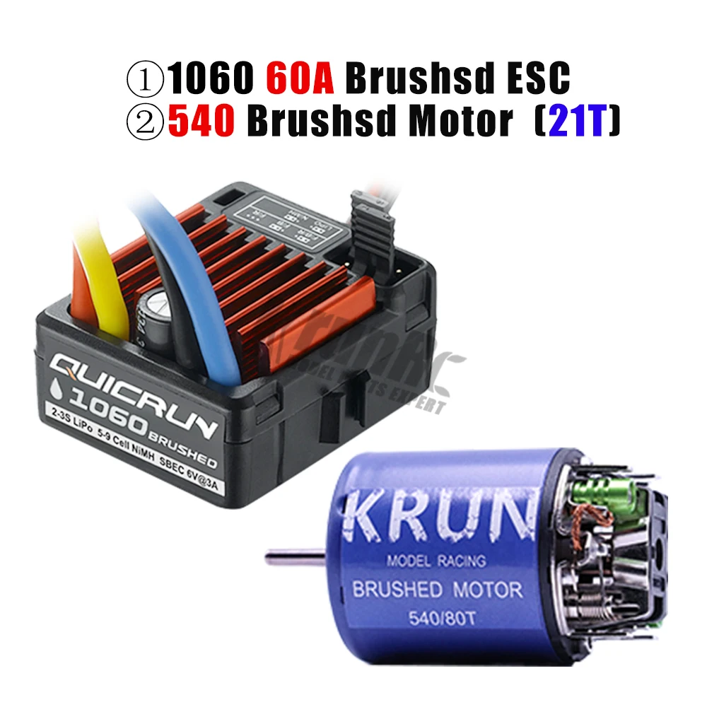 540 21/27/35/45/55/80T коллекторный мотор с QuicRun 1060 60A ESC комбо для 1/10 осевой SCX10 RC4WD D90 Радиоуправляемый автомобиль - Цвет: 21T with QuicRun1060