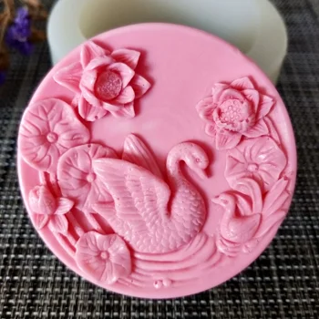 

Silicone Mold Soap Mould Handmade Soap Making Molds Candle Silicone Mold Resin Clay Mold DW0144 PRZY Swan Lotus Flower