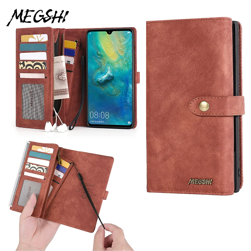 

Megshi Leather Wallet Mate30 Pro Card Stand Cover Case For Huawei Mate 30 20 P20 P30 Lite Pro Wallet Phone cases
