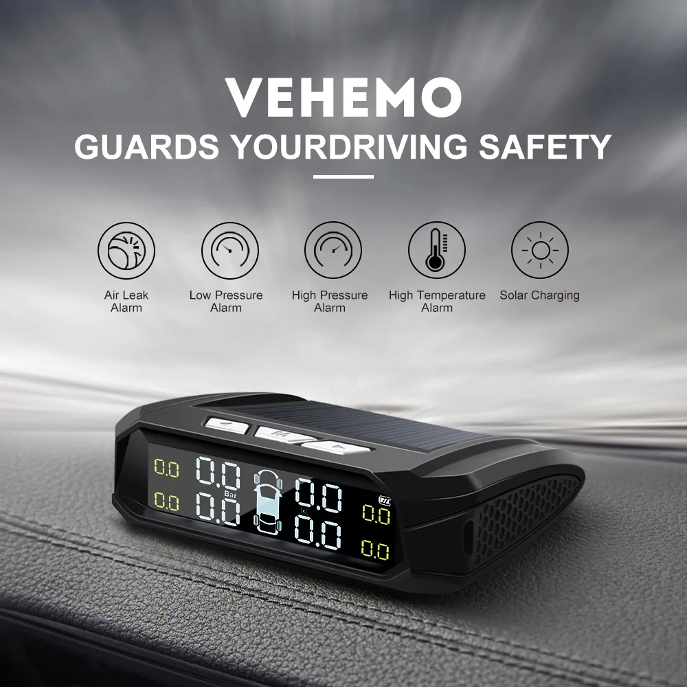 VEHEMO 2019 автомобильный Солнечный TMPS 4 шт датчик давления в шинах сигнализация