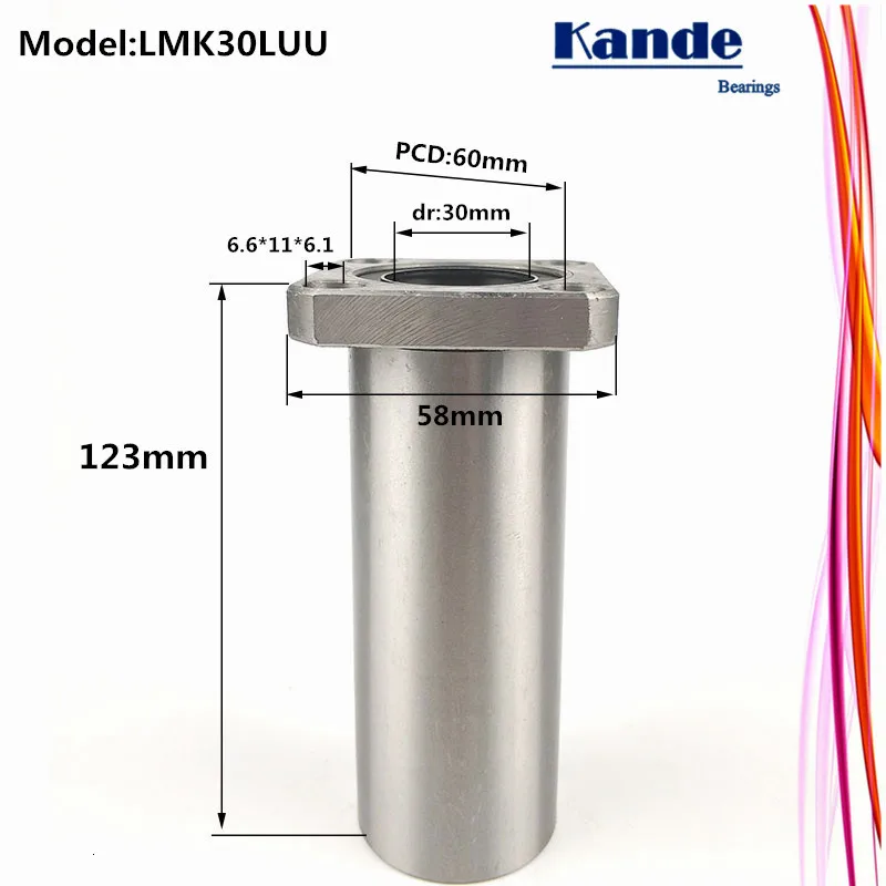 Kande подшипники LMK30L LMK30LUU 1 шт. LMK30LUU/LMK30L UU Расширенный Квадратный фланец линейный подшипник dr: 30 мм