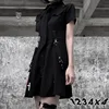 QWEEK Women's Goth Dress Punk 2022 Gothic Harajuku Shirt Dress Gothic Punk Rock Dress Rave Emo Clothes Mall Goth Accessories ► Photo 2/6