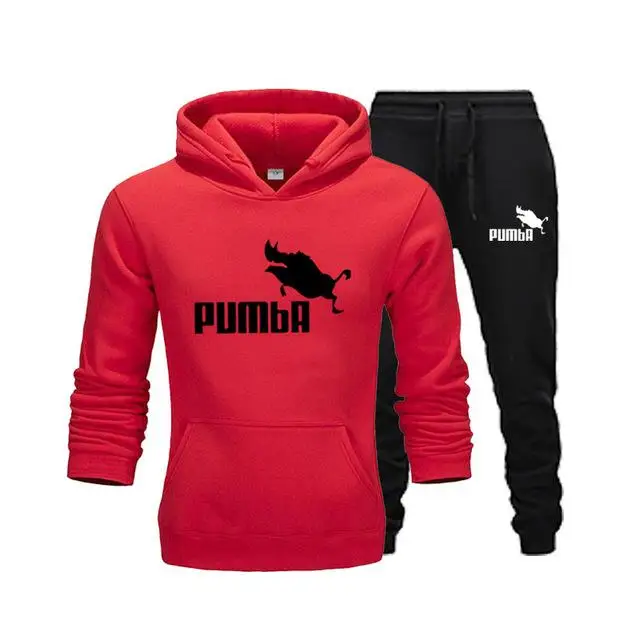 red-black-HB Новая брендовая одежда, мужские пуловеры, свитер, хлопок, мужские спортивные костюмы, толстовка с капюшоном, две части+ штаны, спортивные рубашки, Осень-зима, спортивный костюм - Цвет: red-black-HB