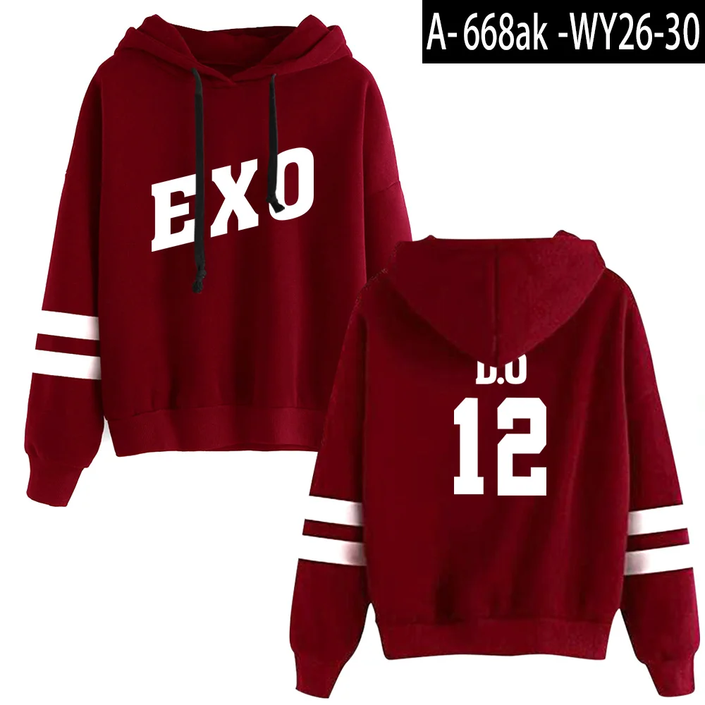 Красный KPOP фанаты куртка с капюшоном EXO женская одежда забавные дамы Jpop толстовки кофты хип хоп полиэстер/хлопок Harajuku спортивный костюм - Цвет: Red