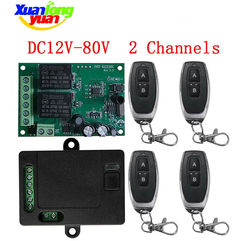 

433Mhz Universal remote control Wireless Switch DC 12V 24V 2CH rf Relay radio control Receiver and Transmitter For garage door