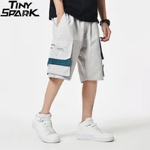 Мужские шорты для бега в стиле Харадзюку, уличная одежда в стиле хип-хоп, шорты-карго с коротким карманом, летние мешковатые короткие хлопковые спортивные штаны большого размера