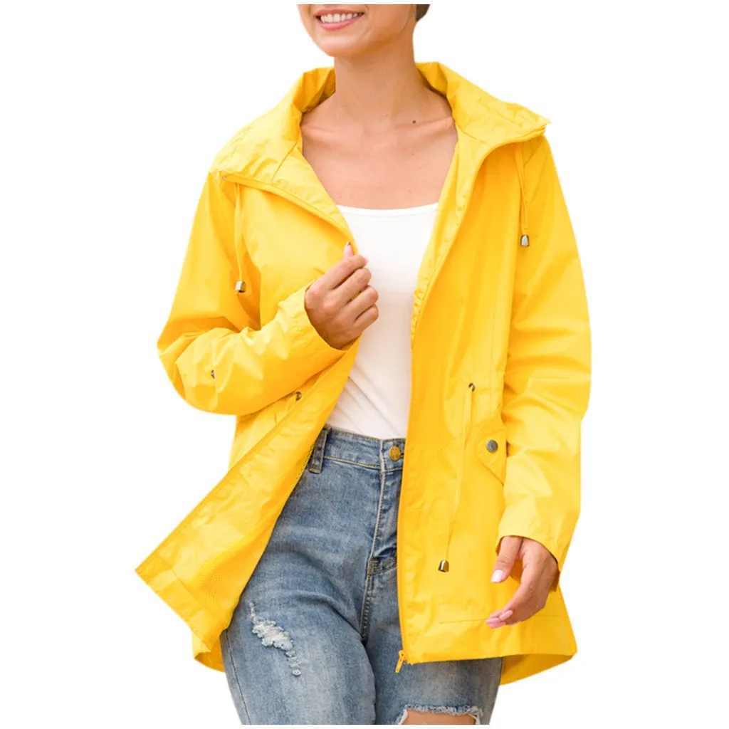 Women Waterproof Lightweight Rain Jacket Anorak Detachable Hooded Coat Autumn Winter Women Girls Oversize