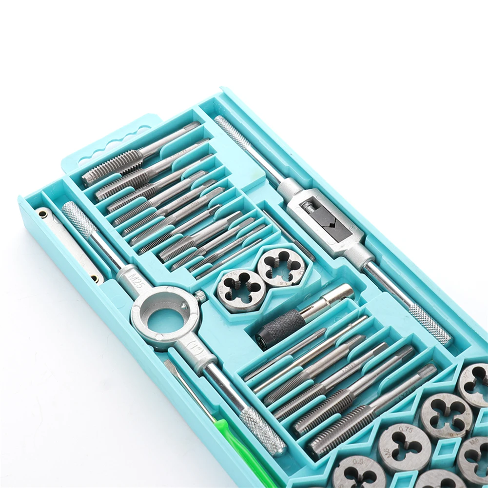 40pcs/Set Tap Die Kit M3-M12 Screw Thread Nut Bolt Metal Wrench Screws Portfolio Hand Tool with Storage Box