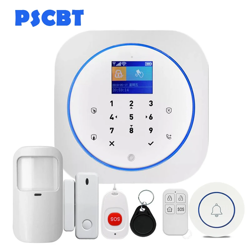 PS12 Tuya WIFI GSM Alarm System Alexa Google Home Burglar Security Kit PIR Window Door Sensor Android IOS APP Remote Control - Цвет: Kit 8