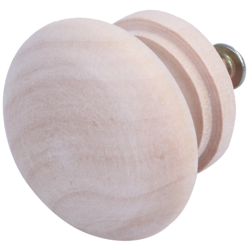 10pcs 35mm Natural Wood Wooden Drawer Wardrobe Door Cabinet Knob Pull With Screw