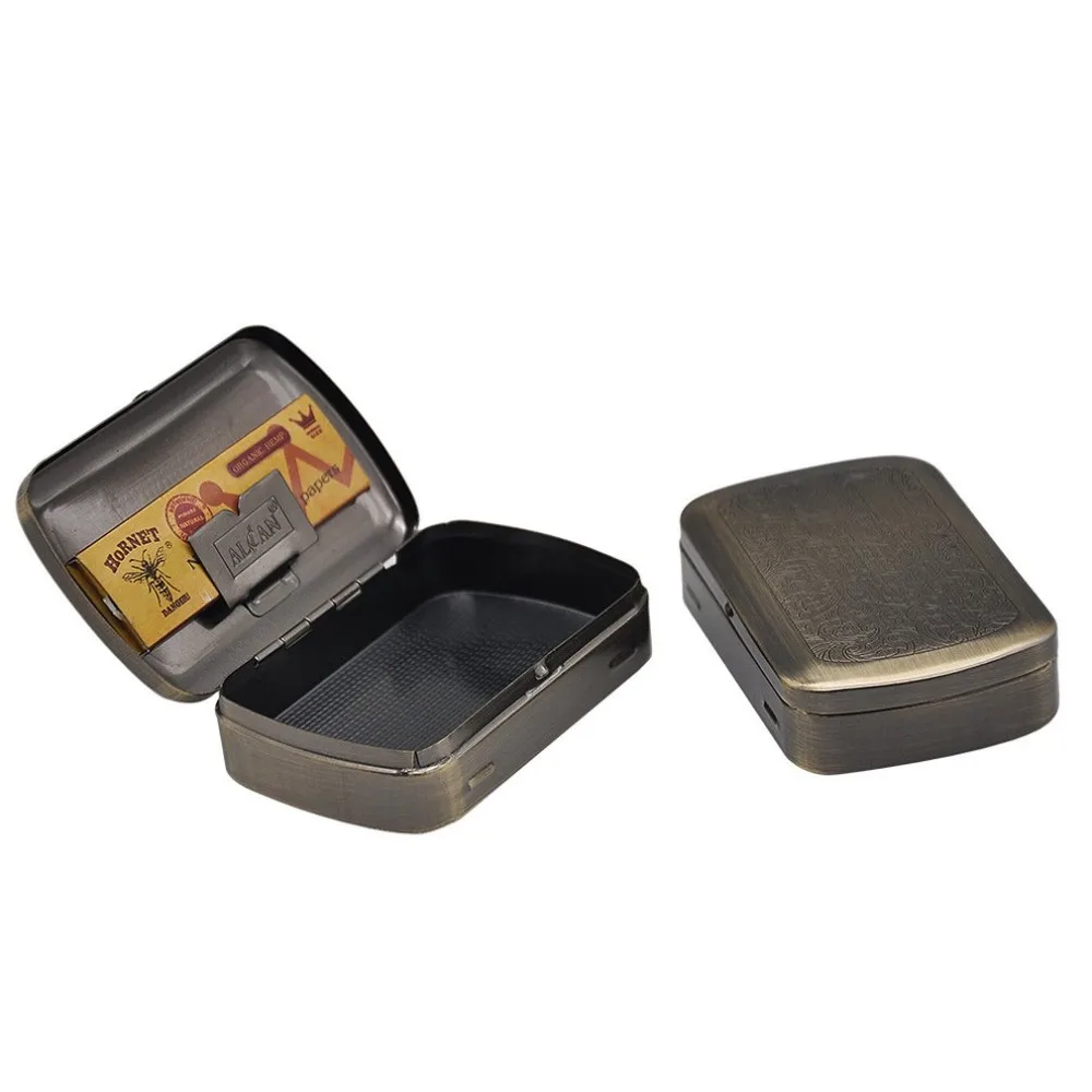 Портативный металлический портсигар, металлическая пепельница Humidor табачная коробка портсигар серый
