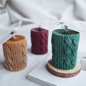 

Wool roll Candle Diy Mold Columnar Aromatherapy Embossed Soy Candle MoldCandle Making Molds