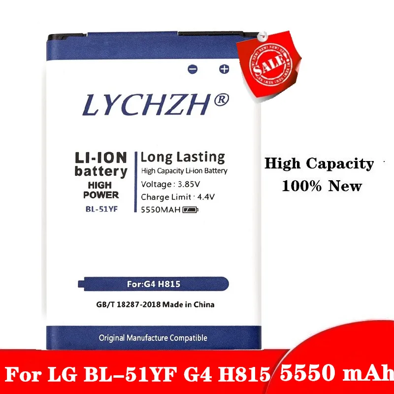 

100% new Original BL-51YF Mobile Phone Battery For LG G4 BL-51YF H815 H818 H810 VS999 F500 Capacity 5550mAh Replacement Battery