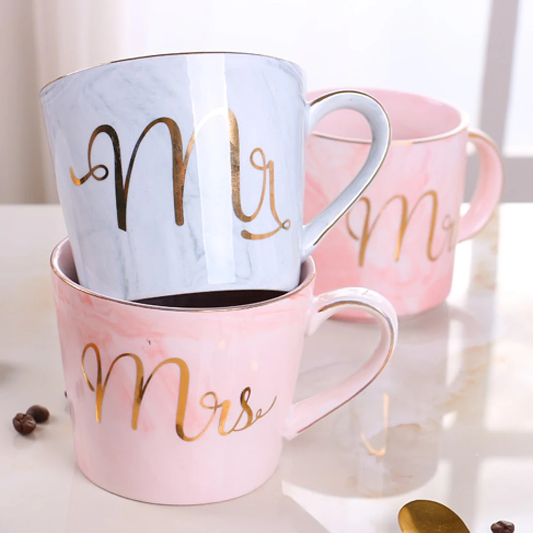 360 мл парные керамические кофейные кружки Mr Mrs чайные молочные чашки Кружка ручная роспись золотой обрезки натуральный мрамор фарфоровая чашка свадебный подарок