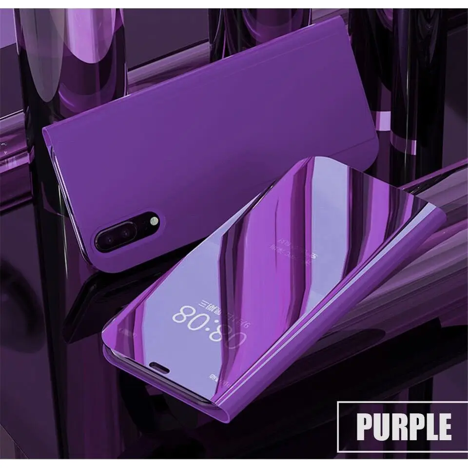 Зеркальный умный чехол для Xiaomi Mi Max 3 CC9E, прозрачный чехол из искусственной кожи с откидной крышкой для Xiaomi Mi A3 LITE CC9 Max 3, чехол - Цвет: purple