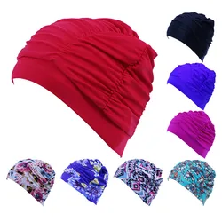 Free Size Swimming Cap Long Hair Sports Swim Pool Hat Elastic Nylon Turban for Men Women Swim Caps for Women