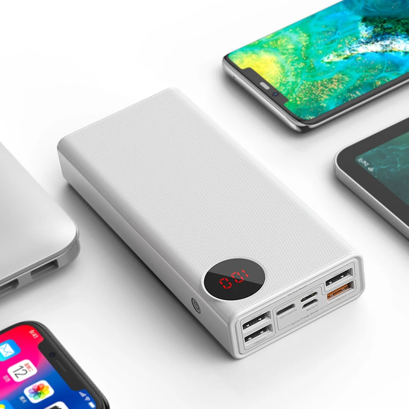 Baseus 30000 мАч Внешний аккумулятор usb type-C PD Быстрая зарядка для iPhone 11 Pro Max samsung Quick Charge 3,0 внешний аккумулятор - Цвет: White Power Bank