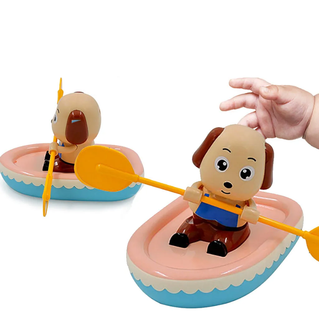 Игрушка для купания щенок гребная лодка детский водный игрушечный часовой механизм лодка играть плавательный бассейн Ванна игрушка маленькая собака игрушка гребец для детей
