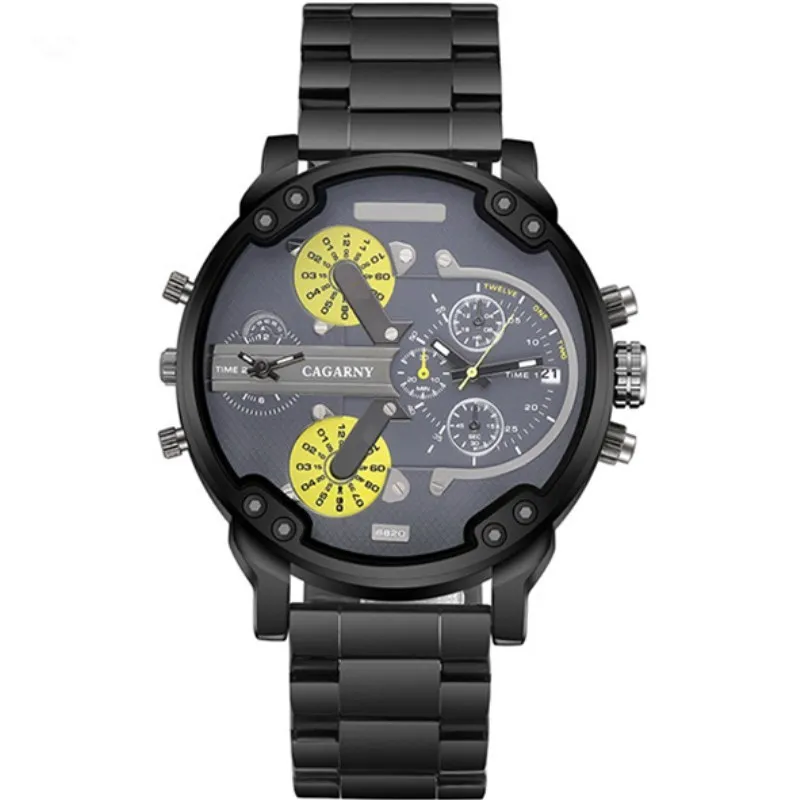 Black yellow Relogio Masculino 6820 CAGARNY лучший бренд класса люкс Мужские Спортивные кварцевые наручные часы водонепроницаемые золотые Стальные наручные часы Военные - Цвет: Black yellow