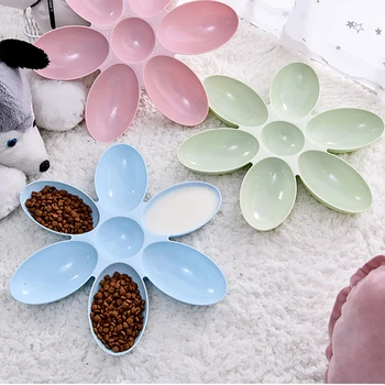

Pet Feeding Bowls 6 Connected Cat Dog Dish Petal Shape Water Food Feeder Bowls for Puppy Kitten Healthy Diet Bowl Pet Supplies