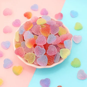 

50Pcs Simulation Fake Candy Flatback Resin Cabochon Kawaii Heart Star Hair Bow Center DIY Scrapbooking Embellishment Decor Craft