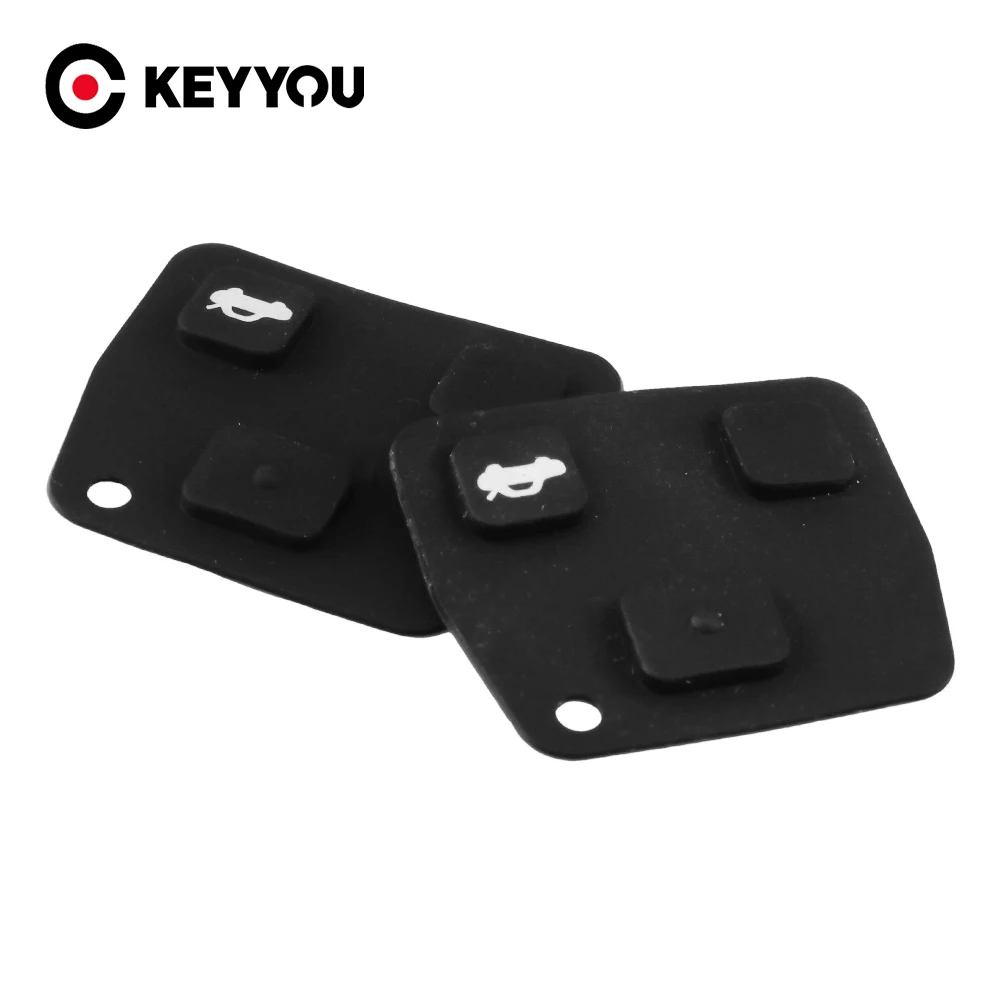KEYYOU-cubierta de repuesto para llave de coche, cubierta de goma de silicona negra, 2/3 botones, para TOYOTA Avensis Corolla, Lexus Rav4
