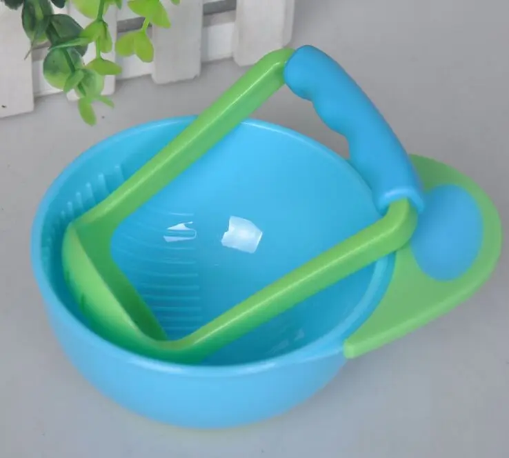 Blue Bowl Детские пищевые комбинаты, Детские Обучающие блюда, шлифовальная чаша, ручная работа, шлифовальная еда, фруктовые добавки, детская чашка для кормления малыша - Цвет: Blue Bowl