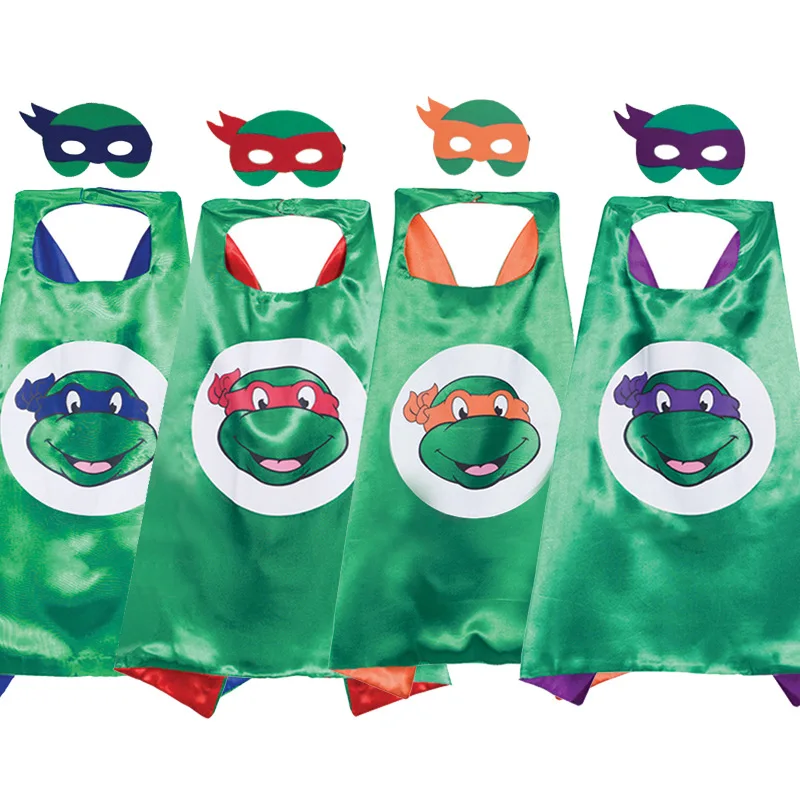 

Halloween Christmas Superhero Cloak+Mask 70x70cm Ninja Turtles Children's Cloak For Halloween Christmas Party Cosplay Costume