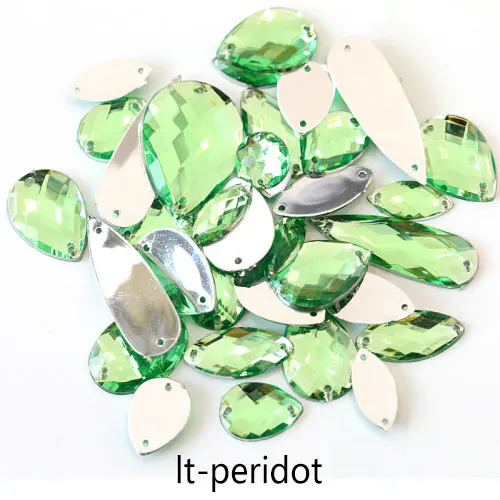 Light Peridot 100 шт./пакет смешанные размеры формы много Цвета акриловые пришить стразы с плоской задней стразы для шитья свадебное платье Y3489 - Цвет: Light Peridot