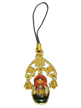 

Keychain for phone metal matryoshka with chamomile