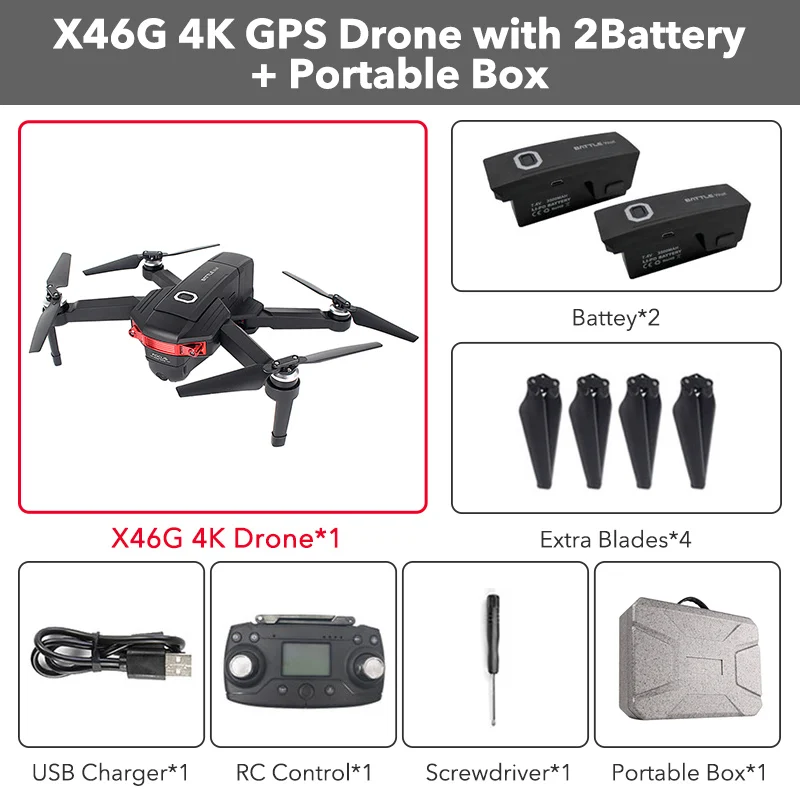 X46G-4K 5G wifi FPV gps с 4K широкоугольной двойной камерой бесщеточный складной Радиоуправляемый Дрон Квадрокоптер RTF - Цвет: 2 Batteries With Box