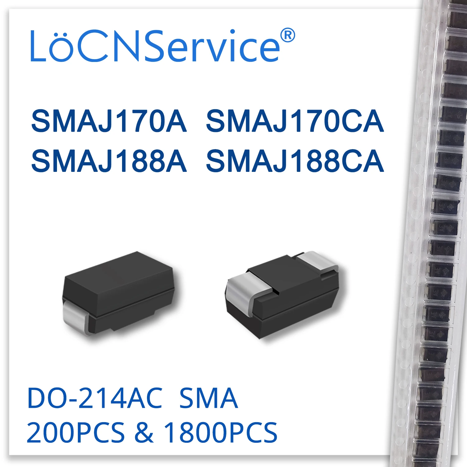 LoCNService 200 шт. 1800 SMAJ170 SMAJ170A SMAJ170CA SMAJ188 SMAJ188A SMAJ188CA телевизоры с диодами DO214AC |