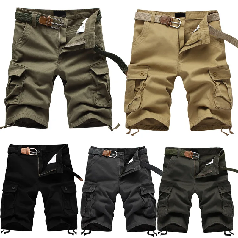 Мужские короткие штаны, свободные, с несколькими карманами, дышащие, повседневные, Мужские штаны для лета, GDD99