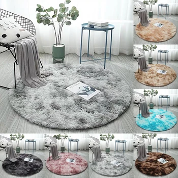 

Round Floor Mats Grey Carpet Tie Dyeing Plush Soft Carpets Bedroom Water Absorption Carpet Rugs For Living Room BedroomNew