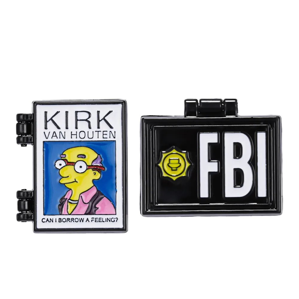 Симпсоны булавки X-pilles FBI эмалированные булавки фигура значок булавки на лацканы для друзей могу ли я занять чувство булавки ID карты Броши Булавки