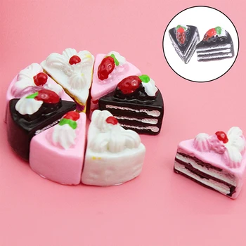 

10/2Pcs Leuke Kawaii Plat Diy Miniatuur Kunstmatige Nep Voedsel Cake Resin Cabochon Decoratieve Craft Speel Pop huis Speelgoed