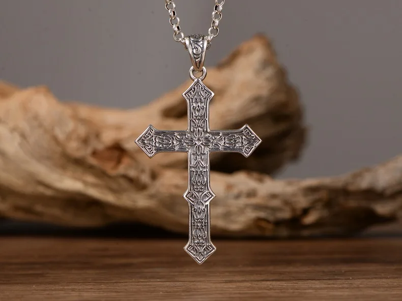 Waliicorners Vintage Skull Pendant Black Onyx Charm Jewelry Gift 925 Pure Silver Cross Pendants 29 H6e4f0c3376b943e6a471fbf47caf97b9k