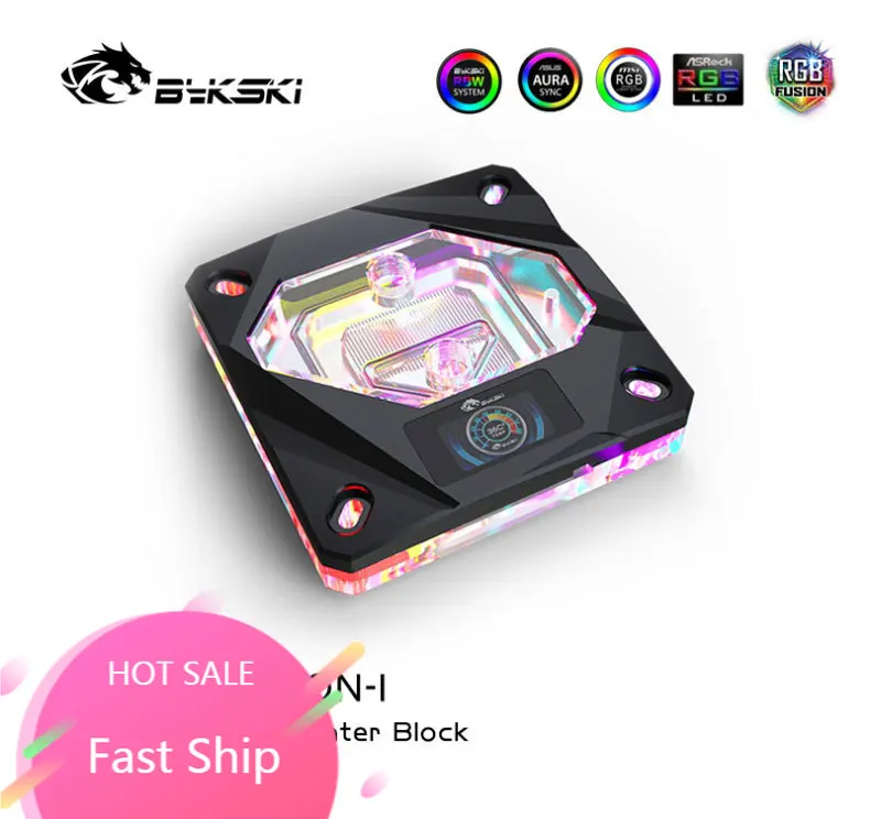 Водяной блок для процессора Bykski CPU-FIRE-ON-I INTEL LGA1150/1151/1155/1156 2011 X99 с OLED-дисплеем