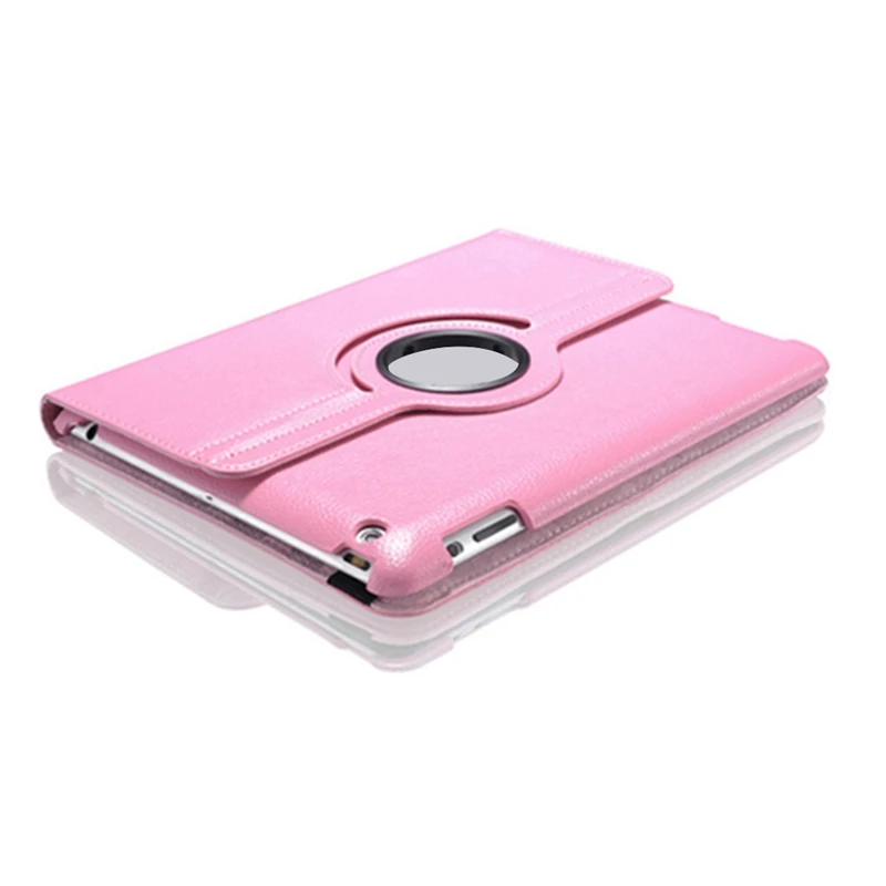 PU Leather Cases For iPad 2/3/4 pro 4 Color Protect Case iPad Case Ultra Thin 360 Degree Rotation Cover for iPad Generation Case - Color: PK