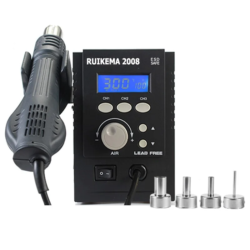 

LED Digital RUIKEMA 2008 Heat Gun Temperature Control Welding Equipment For BGA Desoldering SMD Rework Station