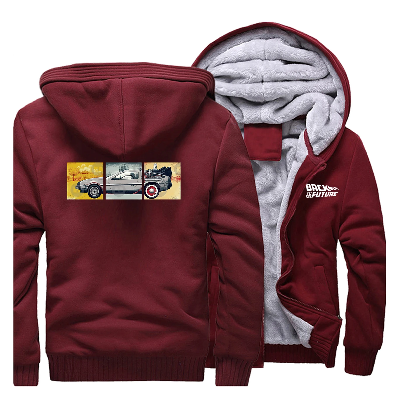 back to the future fashion print hooded sweatshirt raglan men hoodie fleece warm coat autumn winter long sleeve man jackets