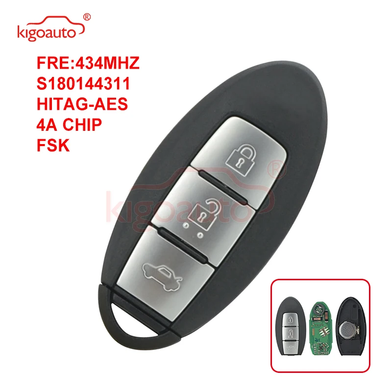 

Kigoauto Smart key 3 button 433.92 mhz 4A chip for Nissan Teana keyless entry car key 2016 2017