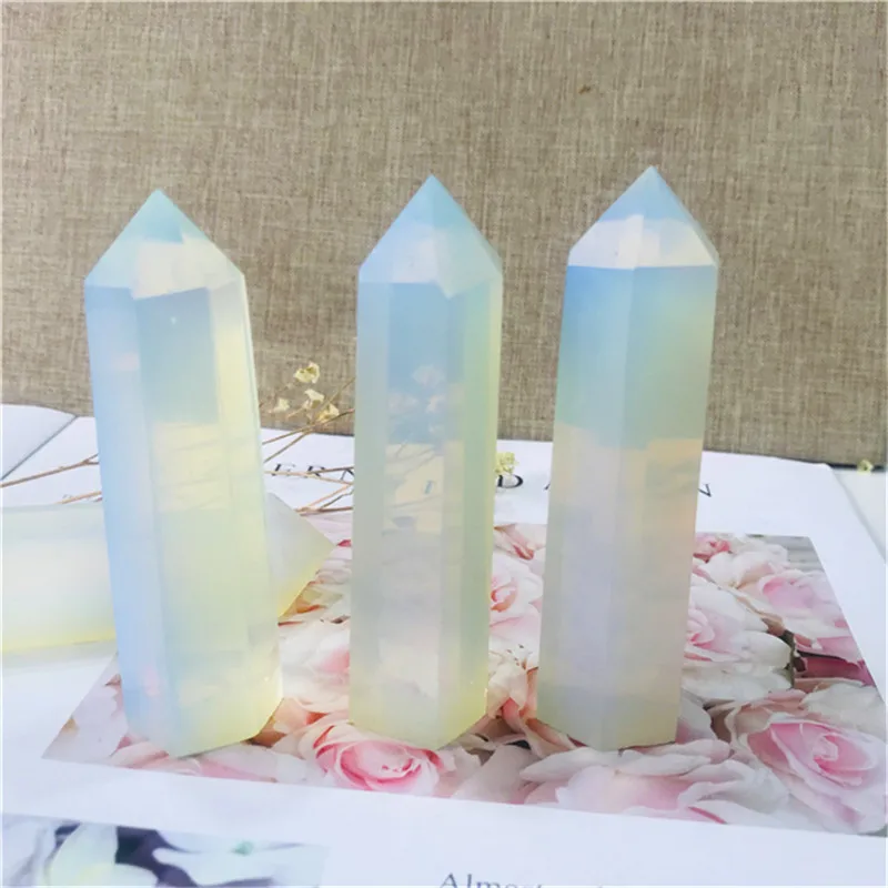 

Polished Crystal Tower White Opalite Healing Point For Home Decoration