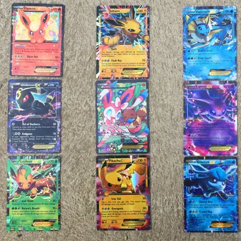 

9pcs/set Pokemon flash cards Eevee Pikachu Vaporeon Toys Hobbies Hobby Collectibles Game Collection Anime Cards for Children