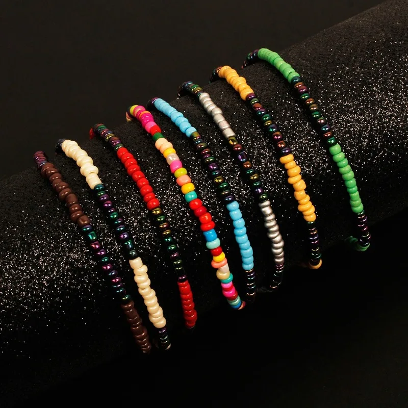 

8 Pcs/ Set Bohemian Ethnic Colorful Beads Bracelet Ladies Hand Accessories Adjustable Bracelets for Women