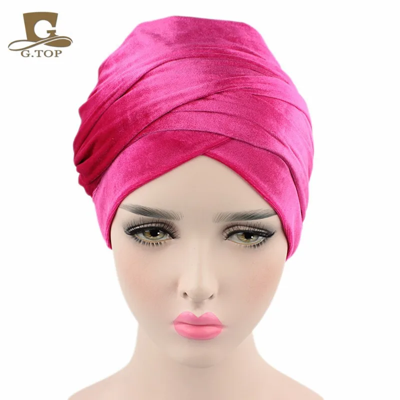 Роскошный мягкий вельветовый тюрбан Велюровая шапочка для душа головной убор хиджаб шапка мусульманский шарф мусульманский головной платок