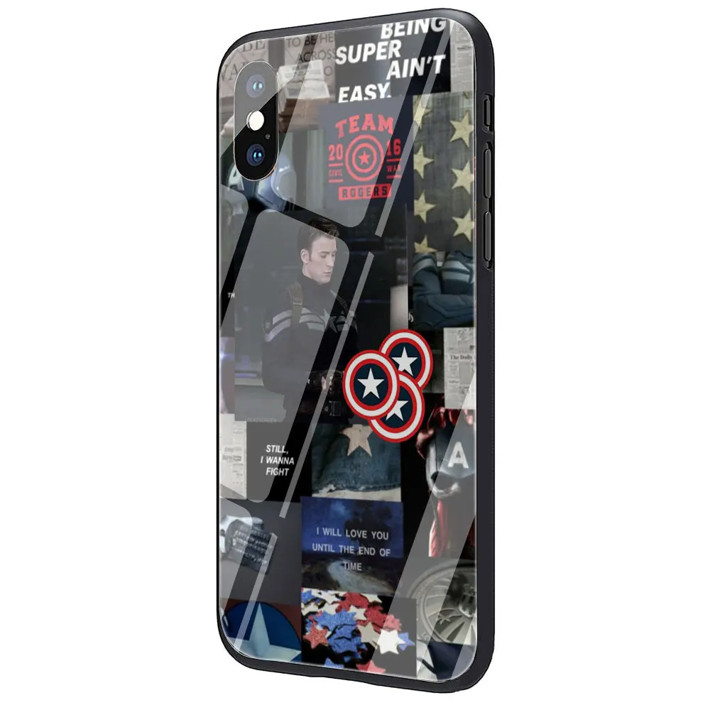 MARVEL обои из закаленного стекла ТПУ Черный чехол для iPhone 11 Pro X или 10 8 7 6S Plus Xr Xs Max - Цвет: G11