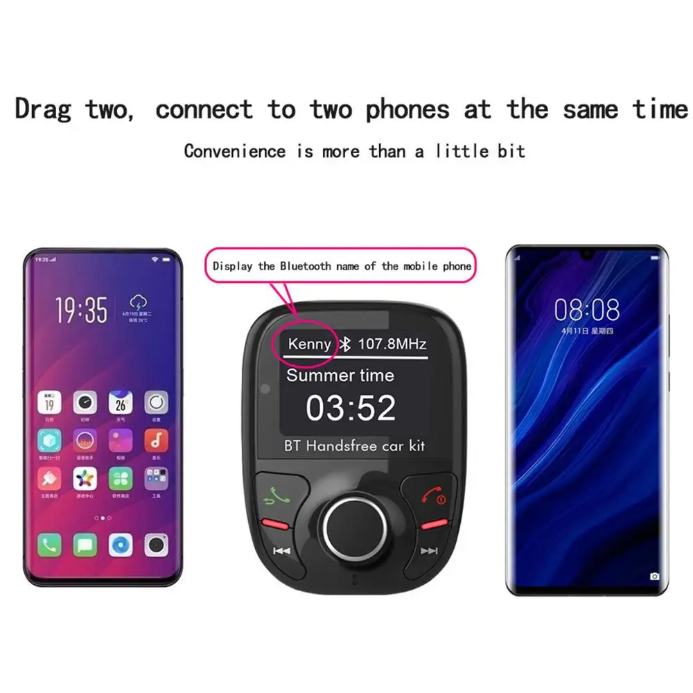 Bluetooth в автомобиле Беспроводной FM передатчик MP3 радио адаптер, автомобильный набор свободные руки, 5 V/2.5A Dual USB Зарядное устройство для прослушивания музыки, получить#909