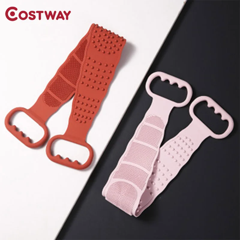 

COSTWAY Silicone Bath Towel Long Strip Scrub Back Towel Double Back Extended Scrub Artifact Shower Brush