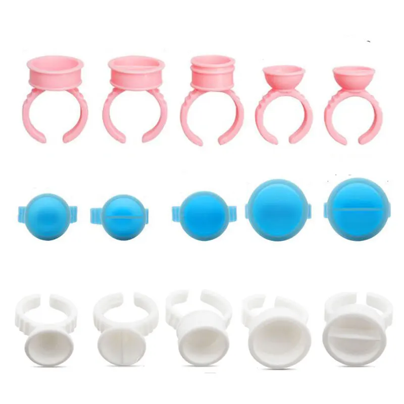 Anillo de maquillaje permanente desechable, soporte de pegamento adhesivo, anillo de pigmento de plástico, accesorios de taza para tinta de tatuaje, 100 Uds.